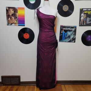 Zum Zum | Y2K Vintage Black & Pink + Sparkles One Shoulder Prom Dress